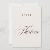 Numéro de table de mariage en calligraphie marron (Dos)