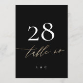 Numéro de table de mariage en calligraphie Noir Or (Dos)