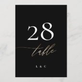 Numéro de table de mariage en calligraphie Noir Or (Devant)