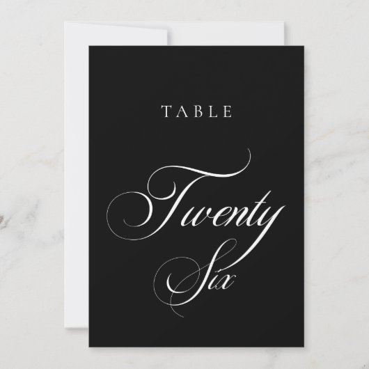 Numéro de table de mariage en calligraphie noire c (Devant)