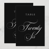 Numéro de table de mariage en calligraphie noire c (Devant / Derrière)