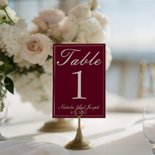 Numéro de table de mariage en crème de Bourgogne O