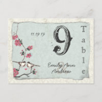 Numéro de table de mariage en damas de cerisier fl
