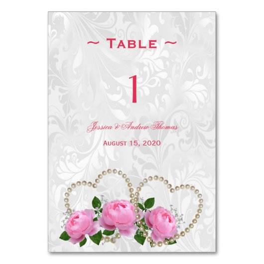 Numéro de table de mariage en damas de coeurs et r (Par défaut)