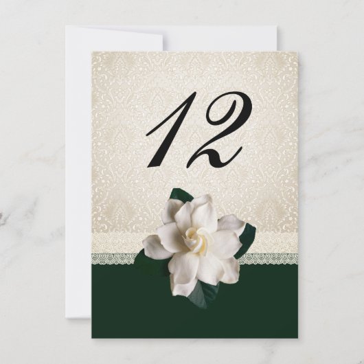 Numéro de table de mariage en Damas et Gardenia (Devant)