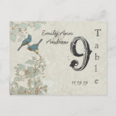 Numéro de table de mariage en damas oiseaux sarcel (Dos)