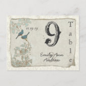 Numéro de table de mariage en damas oiseaux sarcel (Devant)