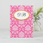 Numéro de table de mariage en damas rose et orange (Debout devant)