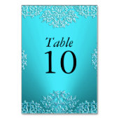 Numéro de table de mariage en damas sarcelle vinta (Dos)