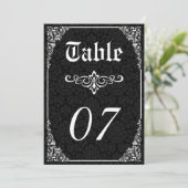 Numéro de table de mariage en damas victorien goth (Debout devant)