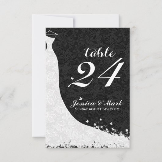 Numéro de table de mariage en dentelle blanche élé (Devant)