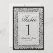 Numéro de table de mariage en dentelle noir et bla (Devant)