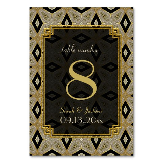 Numéro de table de mariage en diamant noir or Art  (Par défaut)