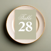 Numéro de table de mariage en écriture vert sauge 