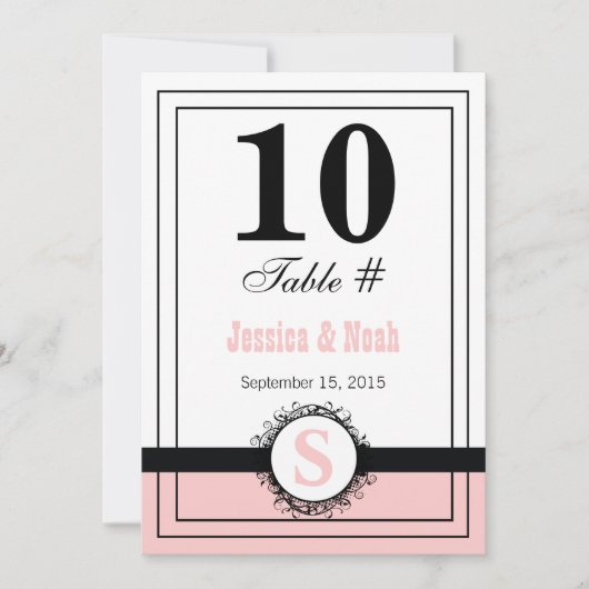 Numéro de table de mariage en floral damassé vinta (Devant)