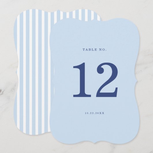Numéro de table de mariage en forme de cabane bleu (Devant / Derrière)
