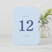 Numéro de table de mariage en forme de cabane bleu (Debout devant)