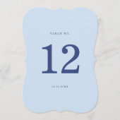 Numéro de table de mariage en forme de cabane bleu (Devant)