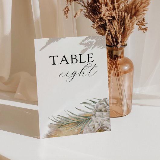 Numéro de table de mariage en herbe de Pampas Boho