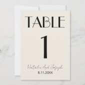 Numéro de table de mariage en ivoire noir élégant (Devant)