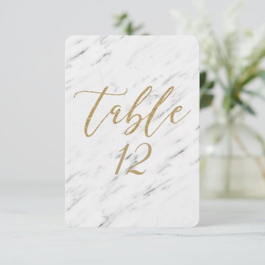 Numéro de table de mariage en marbre blanc élégant (Debout devant)