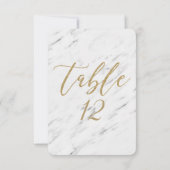 Numéro de table de mariage en marbre blanc élégant (Dos)