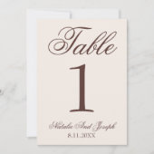 Numéro de table de mariage en marron chocolat arge (Devant)