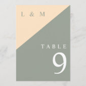 Numéro de table de mariage en monogramme vert saug (Dos)
