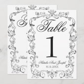 Numéro de table de mariage en noir et blanc à l'an (Devant / Derrière)