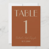 Numéro de table de mariage en orange brûlé doré él (Devant)