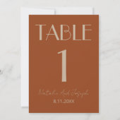 Numéro de table de mariage en orange brûlé doré él (Dos)