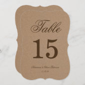 Numéro de table de mariage en papier kraft rustiqu (Devant / Derrière)