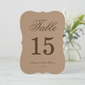 Numéro de table de mariage en papier kraft rustiqu (Debout devant)