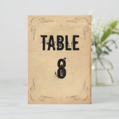 Numéro de table de mariage en papier marron Grunge (Debout devant)
