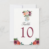 Numéro de table de mariage en pot Mason avec fleur (Dos)