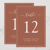 Numéro de table de mariage en terracotta (Devant / Derrière)