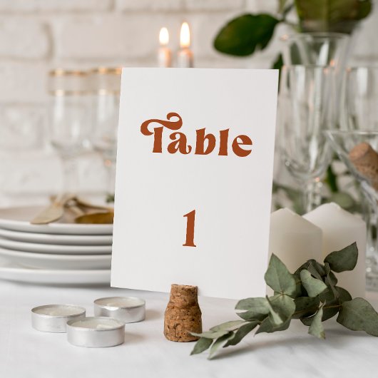 Numéro de table de mariage en terracotta rétro