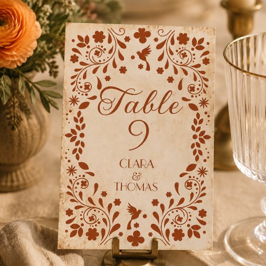 Numéro de table de mariage en terre cuite beige me
