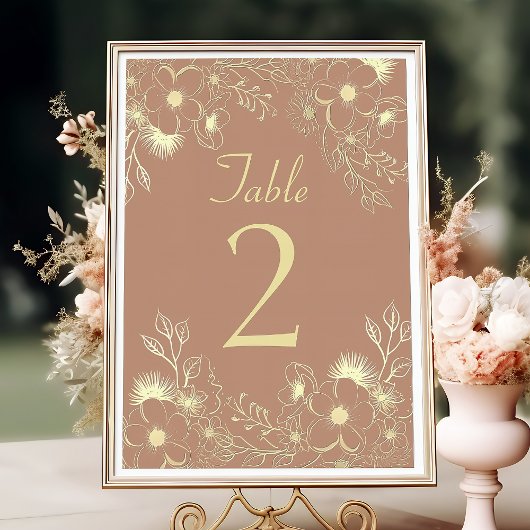 Numéro de table de mariage en terre cuite florale