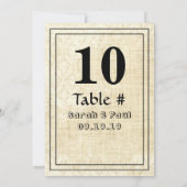 Numéro de table de mariage en toile de jute et dam (Dos)
