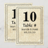 Numéro de table de mariage en toile de jute et dam (Devant / Derrière)