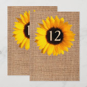 Numéro de table de mariage en toile de jute et tou (Devant / Derrière)