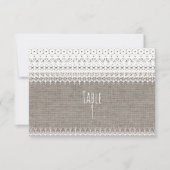 Numéro de table de mariage en toile de jute rustiq (Devant)