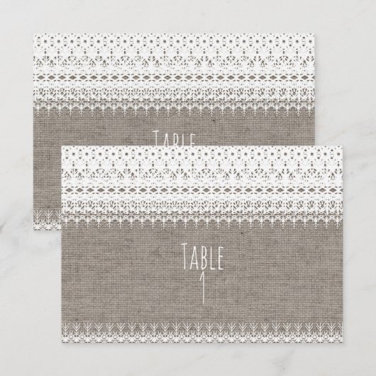 Numéro de table de mariage en toile de jute rustiq (Devant / Derrière)