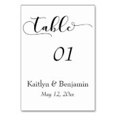 Numéro de table de mariage en typographie noir sur (Dos)
