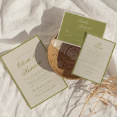 Numéro de table de mariage en vert olive découpé