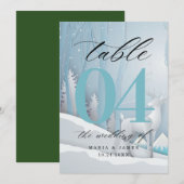 Numéro de table de mariage enneigé en hiver (Devant / Derrière)