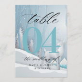 Numéro de table de mariage enneigé en hiver (Devant)