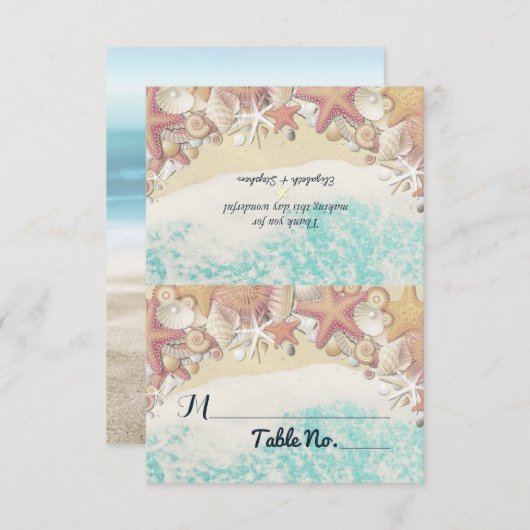 Numéro de table de mariage Été Plage Étoile de mer (Devant / Derrière)
