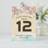 Numéro de table de mariage Étoile de mer de plage (Debout devant)